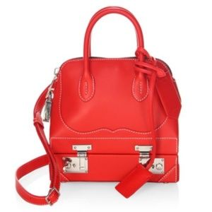 CALVIN KLEIN Mini Bugatti Leather Satchel Red NWT
